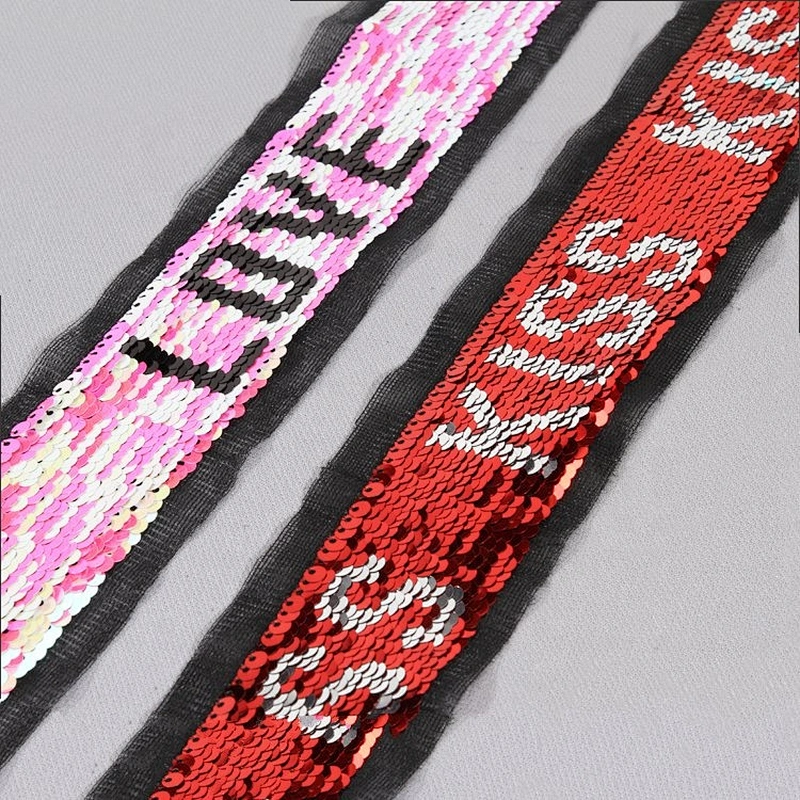 Wholesale Shiny Reversible Sequin Lace Trim Tape For Costume sequin lace fabrics