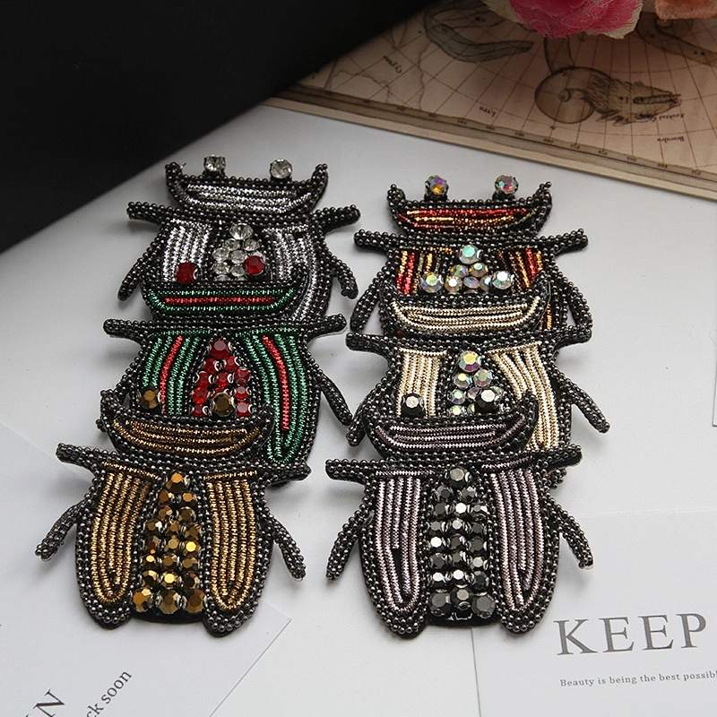 New Design Beading Pattern Animal Applique beaded insect patch custom patches for clothing rhinestone patch