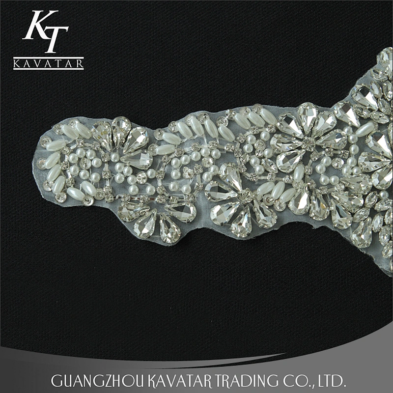 Handmade Fashion Embroidered Bead And Stone Appliques For Bride Wedding Evening Dress