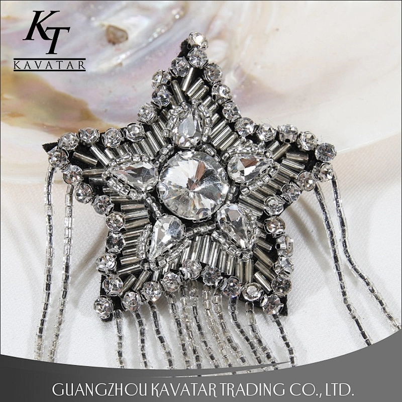 New Design Star Shape Rhinestone Beaded Patches For Decorative Women Bag