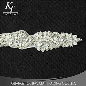 Wholesale Bridal AB Rhinestone Beaded Appliques for Wedding Dress