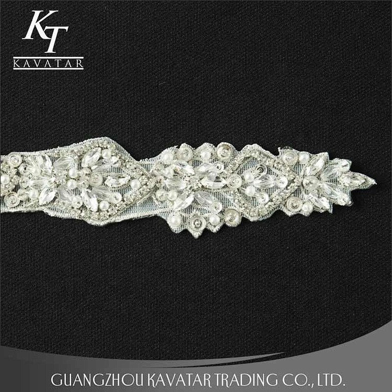 Wholesale Bridal AB Rhinestone Beaded Appliques for Wedding Dress