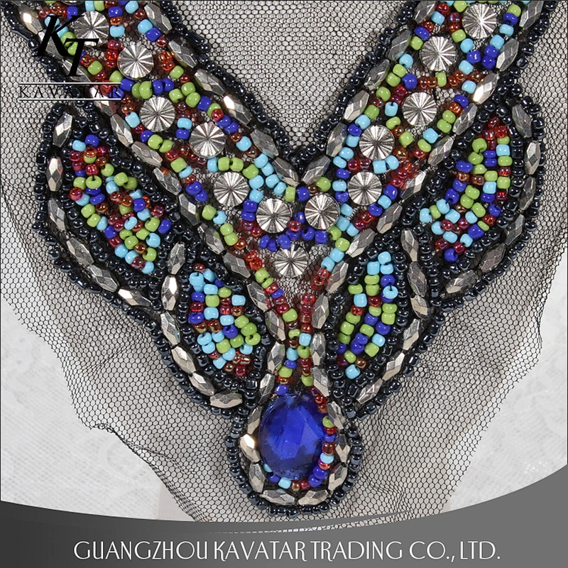 Handmade bead collar/neck trim,neck designs of kurtis