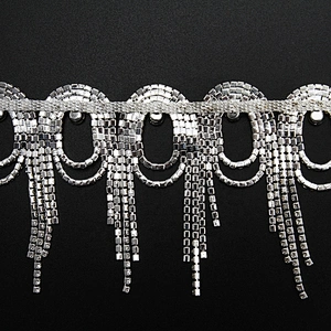 Kavatar Wholesale Crystal Rhinestone Chain Trim Fringe Styles For Dress
