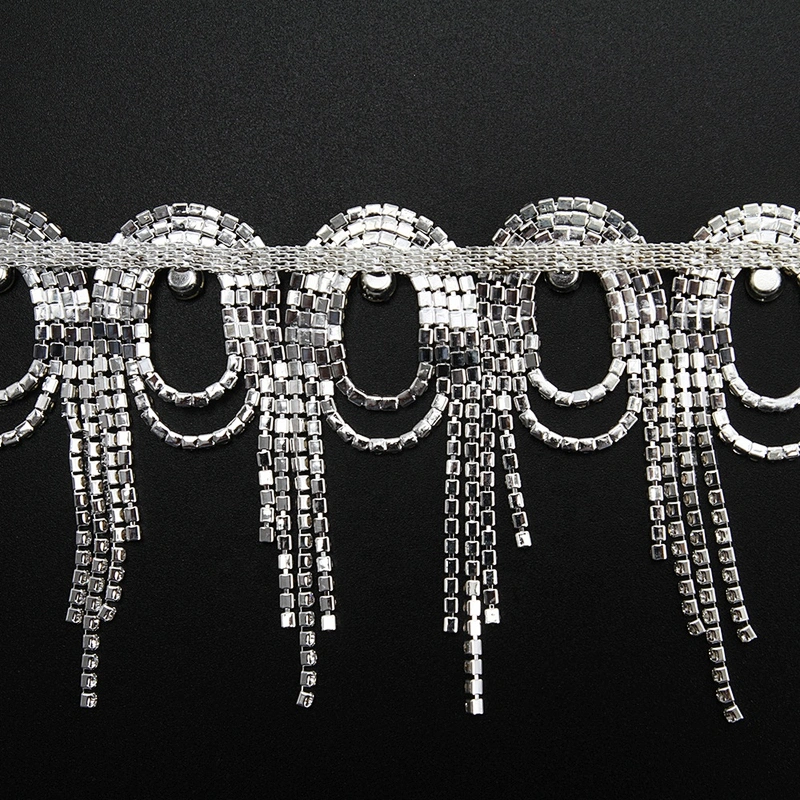 Kavatar Wholesale Crystal Rhinestone Chain Trim Fringe Styles For Dress