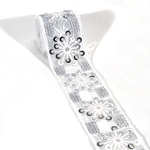 Vogue Floral Pattern Tulle Lace Black Sequin Trim