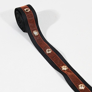 New arrival stripe Copper eyelet lace decorative ribbon wholesale