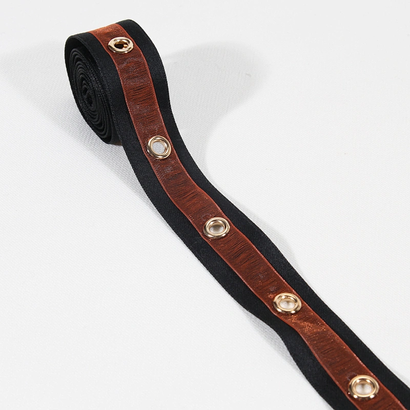 New arrival stripe Copper eyelet lace decorative ribbon wholesale