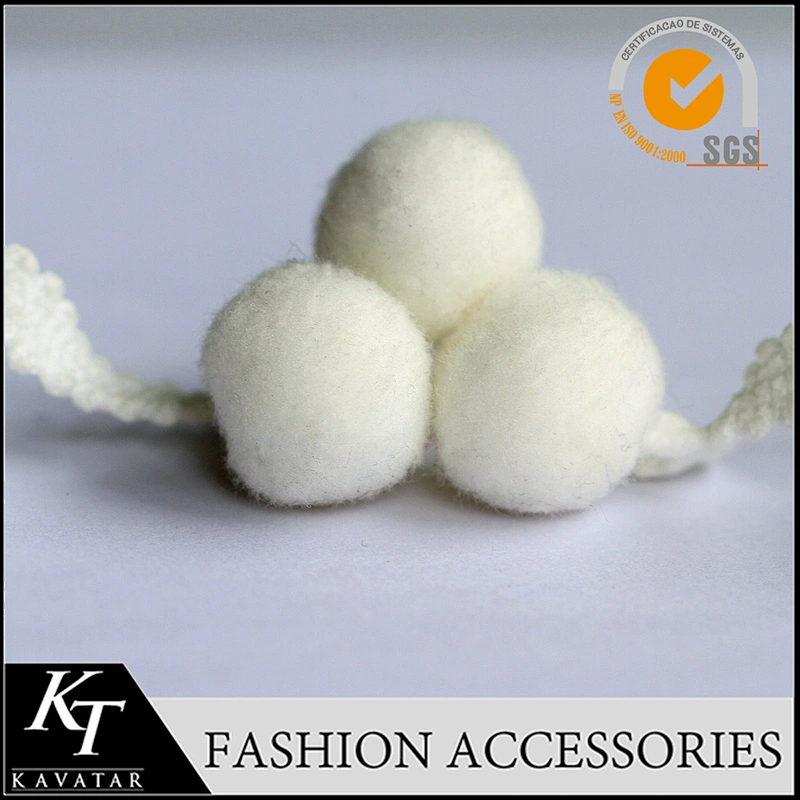 Hot selling white lace trim pom pom trim for dress