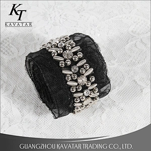 Fashion Handmade Accessories Decorative Beaded Rhinestone Lace Trims For Clothing