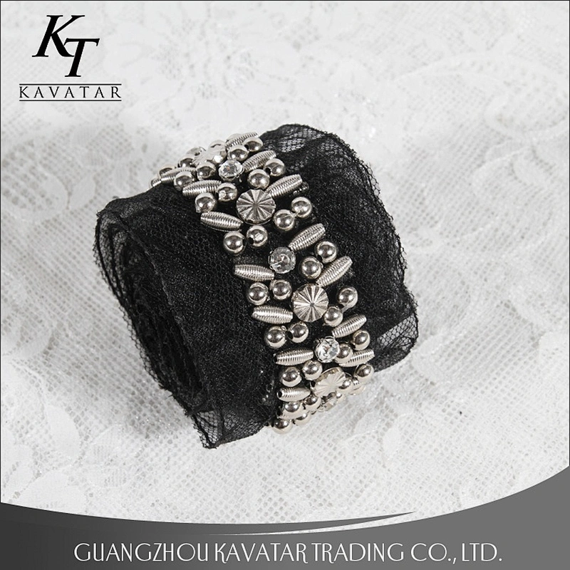 Fashion Handmade Accessories Decorative Beaded Rhinestone Lace Trims For Clothing
