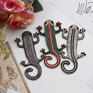 Wholesale lizard rhinestone Patch Animal beaded handmade Beaded Patches clothing patch