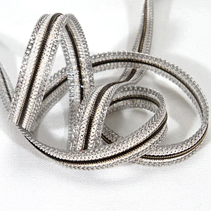 Decorative Accessories Chain Edged Hotfix Adhesive Rhinestone Trims with Black Braided Ribbon