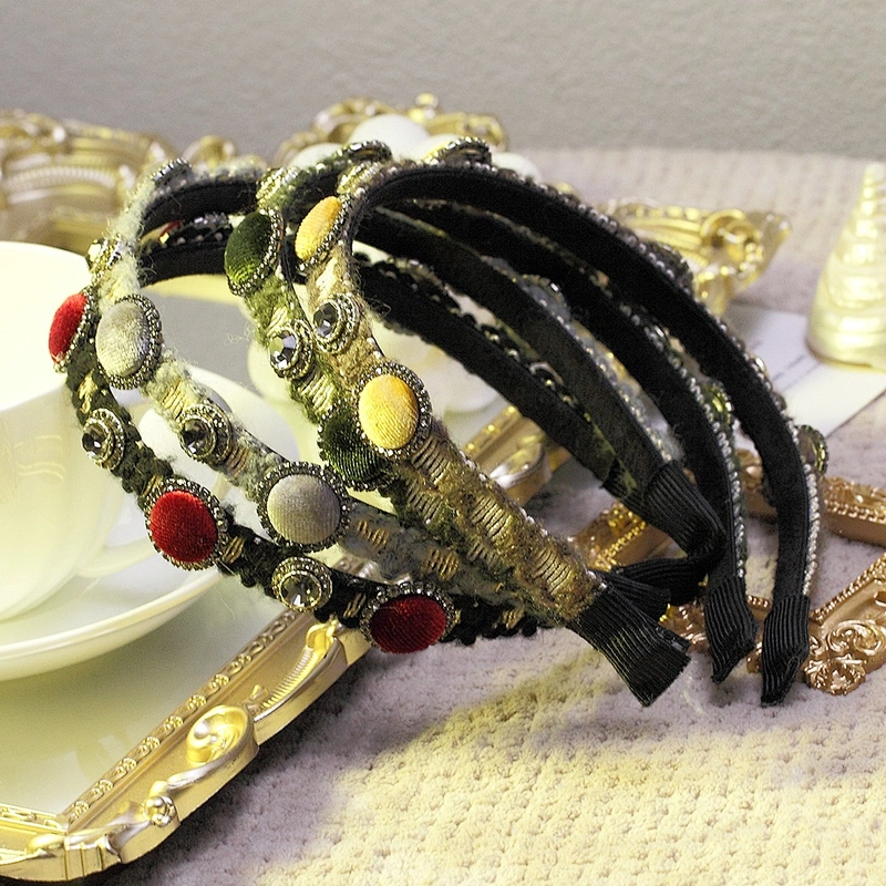Vintage classic wool hairband headwear Korean version 2020 new versatile web celebrity simple rhinestone headband