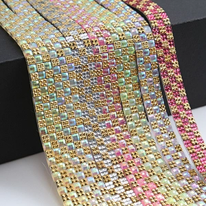 Manufacture DIY Heat Beaded Chain Hotfix Trimming Glue Back Strass Square Rhinestone