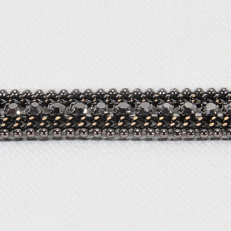 Wholesale Black Chained Rhinestone Hot Fix Trimming with Accessories Beads