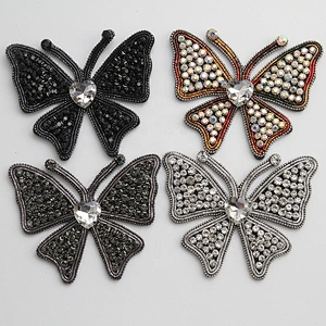New arrival butterfly handmade Beaded Patches for women clothing 3d rhinestones patches iron on patches custom