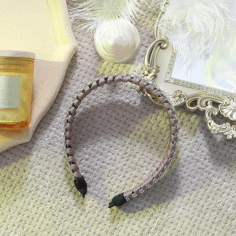 wholesale contracted stripe rhinestone hair hoop Designer hairband accessories web celebrity ins party women girl headbands
