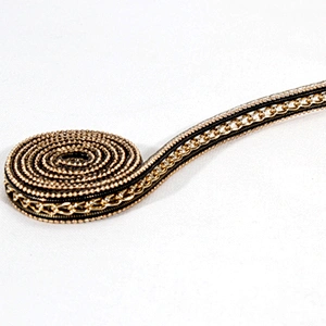 Stylish Black Hot Fix Transfer Trim with Golden Accessories Chain Beads