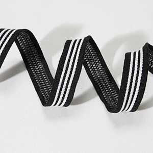 Wholesale Classical Three Strips Black Band Knit Rib Ribbon Trim Lace Tape for Sportswear and Garments