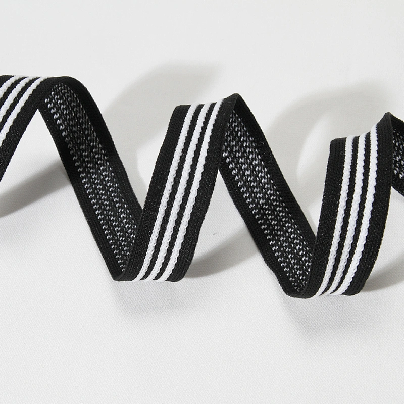 Wholesale Classical Three Strips Black Band Knit Rib Ribbon Trim Lace Tape for Sportswear and Garments