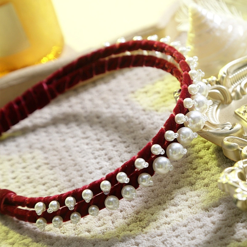 Wholesale beads pearl rhinestone handmade party hair band accessories headband fashion decorative girls hair hoop