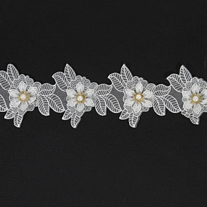 Classics style 3d embroidery flower lace trim for decoration