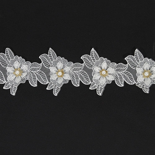 Classics style 3d embroidery flower lace trim for decoration