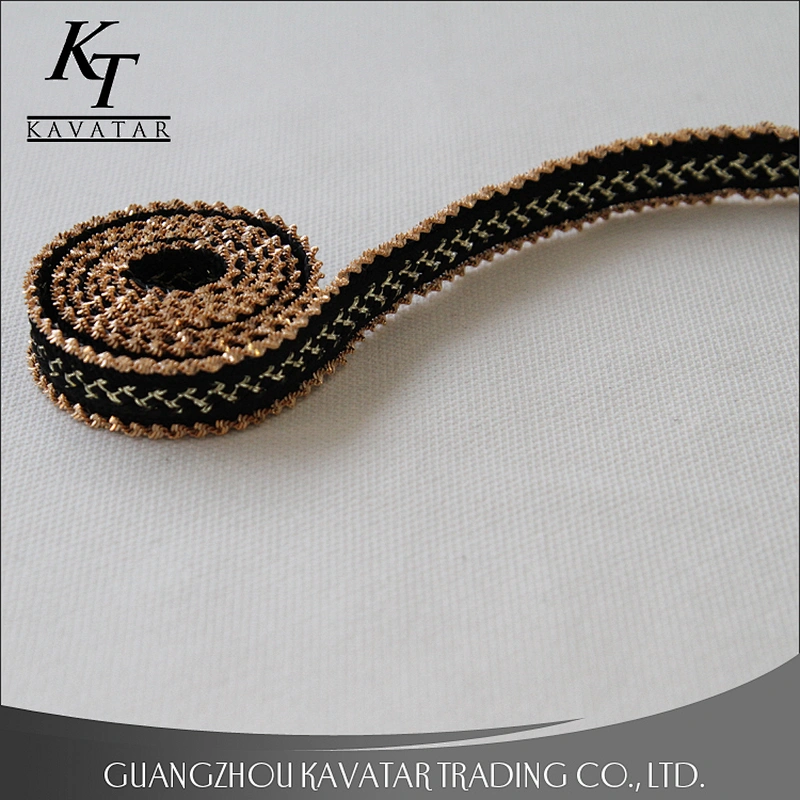 Wholesale 1.3cm webbing Copper chain gold Copperlic lace trim for garment decoration