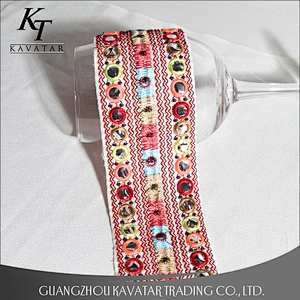 Wholesale 6cm white mirror style embroidery ribbon trim