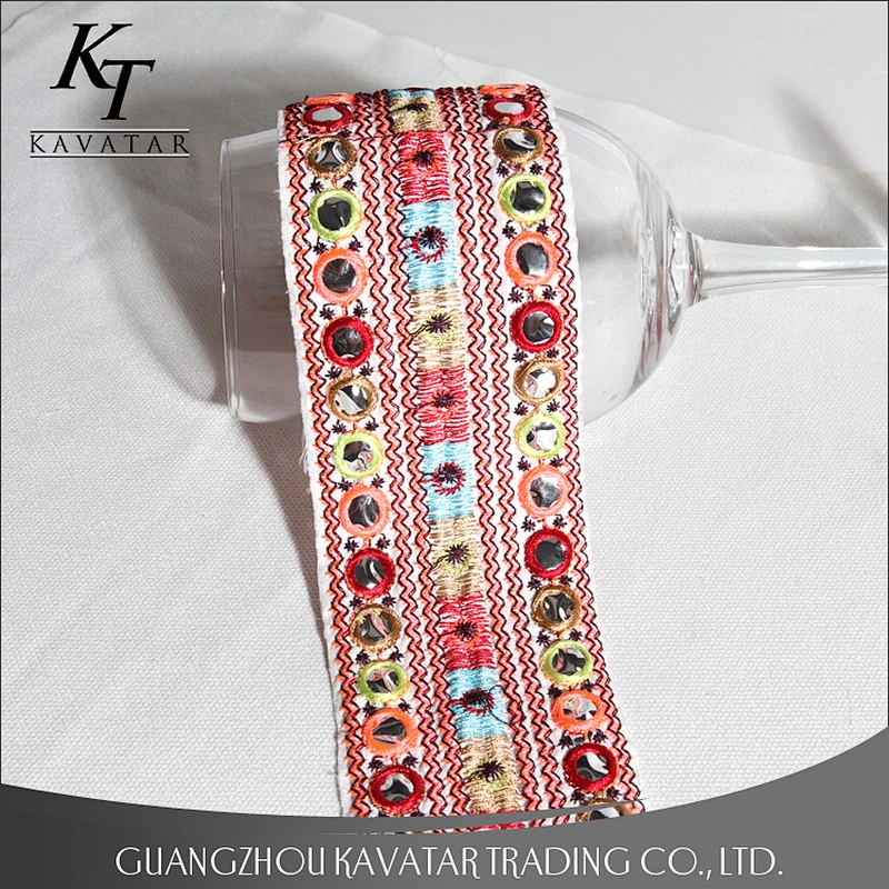 Wholesale 6cm white mirror style embroidery ribbon trim