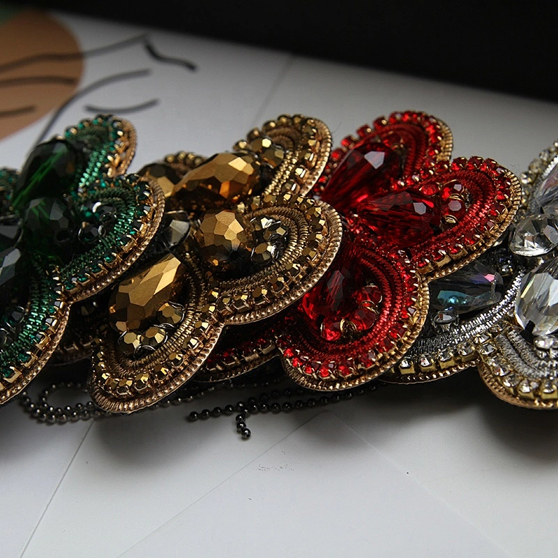 wholesale Sew on patches fringe beaded rhinestone patches for garment custom  clothing patch