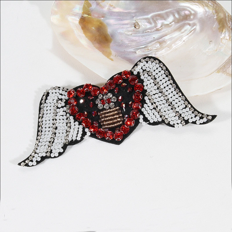 Beautiful Handicraft Heart with Wings Beading Patches For Decoration