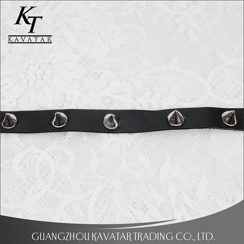 Wholesale cone shape studded trim pu trim ribbon decoration for garment bag shoe etc