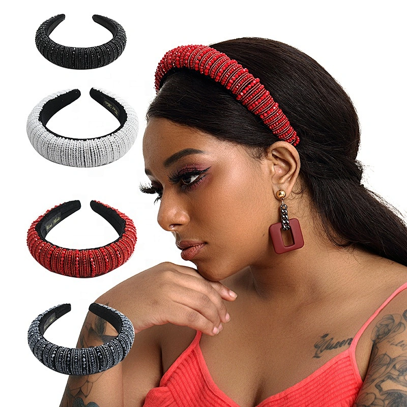 Handmade, Vintage & Creative Embellished Padded Velvet Headband Crown Handmade Hairbands Polka dot  hair accessories headband