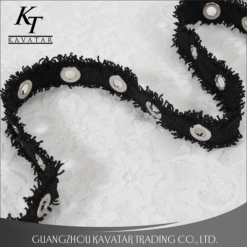 Factory price wholesale grosgrain eyelet lace trim fringe tape for garment,shoe,etc