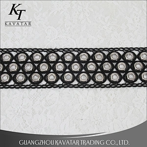 kavatar color Accessories eyelet lace trim black color lace trim usage on garment decoration