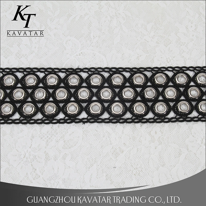 kavatar color Accessories eyelet lace trim black color lace trim usage on garment decoration