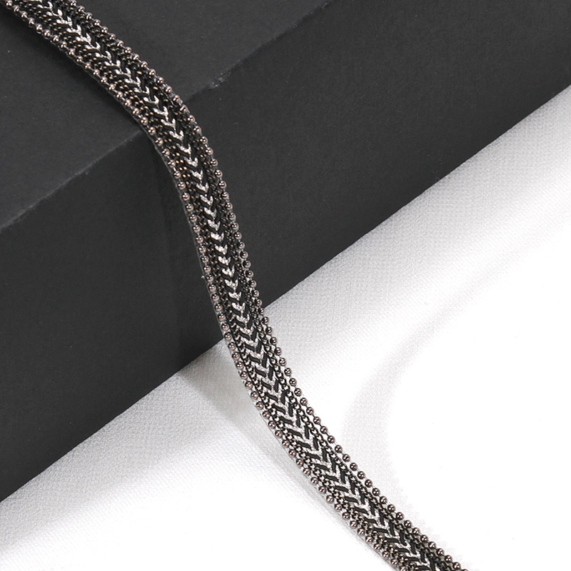 Decorative Accessories Chain Bordered Hot Fix Transfer Trim with Braided Ribbon Tape