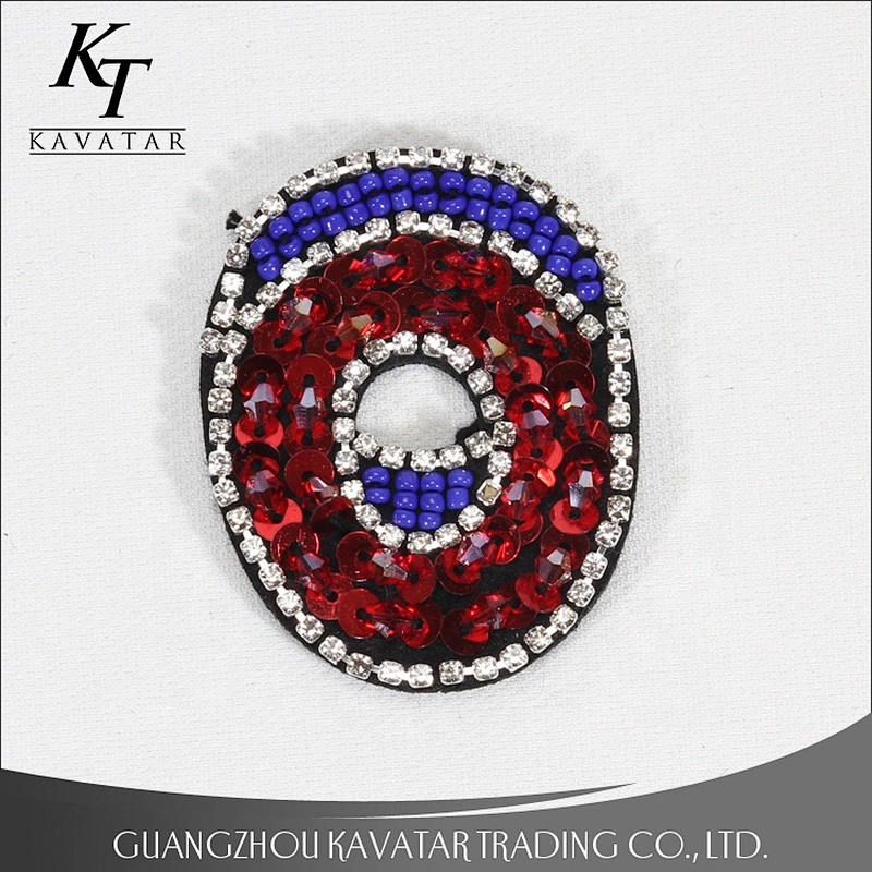 Kavatar Handmade Love letter Sequin Rhinestone Beaded Patches For Clothing