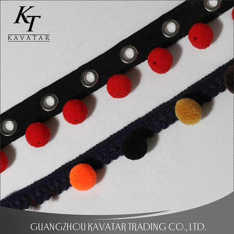 Fashion Colorful Balls Lace trimming pompom Trim For Garment