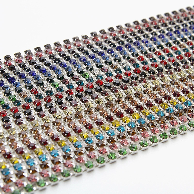 Kavatar Wholesale 12# 2.6mm width Cheap Rhinestone Trim For Clothes Rhinestone Chain Trim