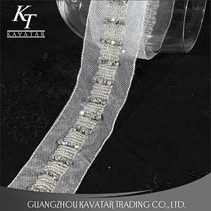 Accessories claw rhinestone beaded lace mesh trim decorate for bride wedding dress