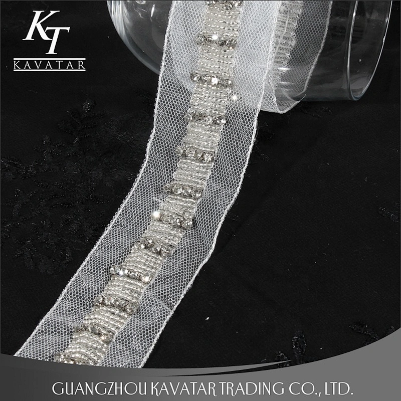 Accessories claw rhinestone beaded lace mesh trim decorate for bride wedding dress