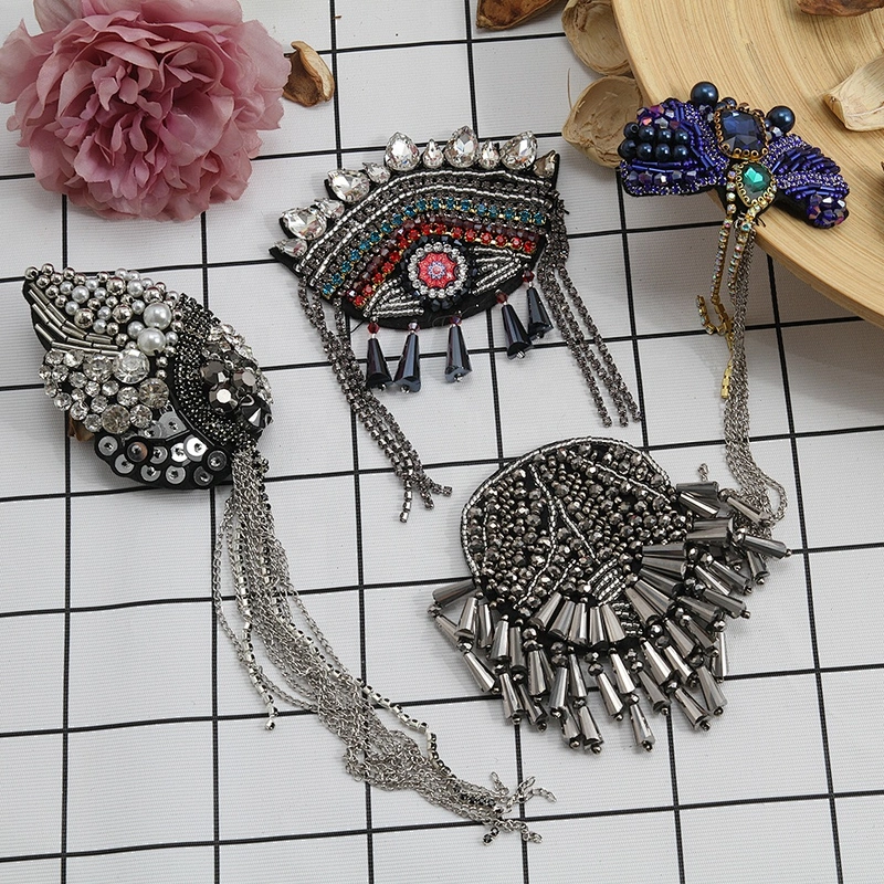 Kavatar Wholesale  Indian Patches Vintage rhinestone beaded patches for clothing 3D Beaded patches for clothing