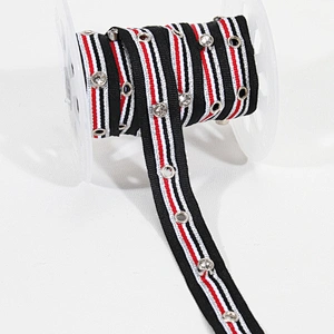 Unique white eyelet  trim tape with crystal