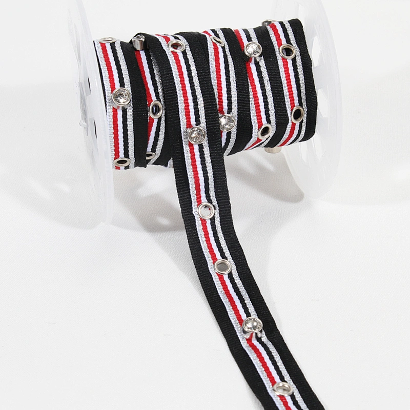 Unique white eyelet  trim tape with crystal