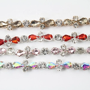 rhinestone beaded glass trim hotfix banding fashion embroidered gold bead lace trim