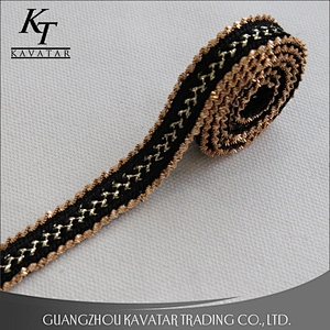 Wholesale 1.3cm webbing Copper chain gold Copperlic lace trim for garment decoration