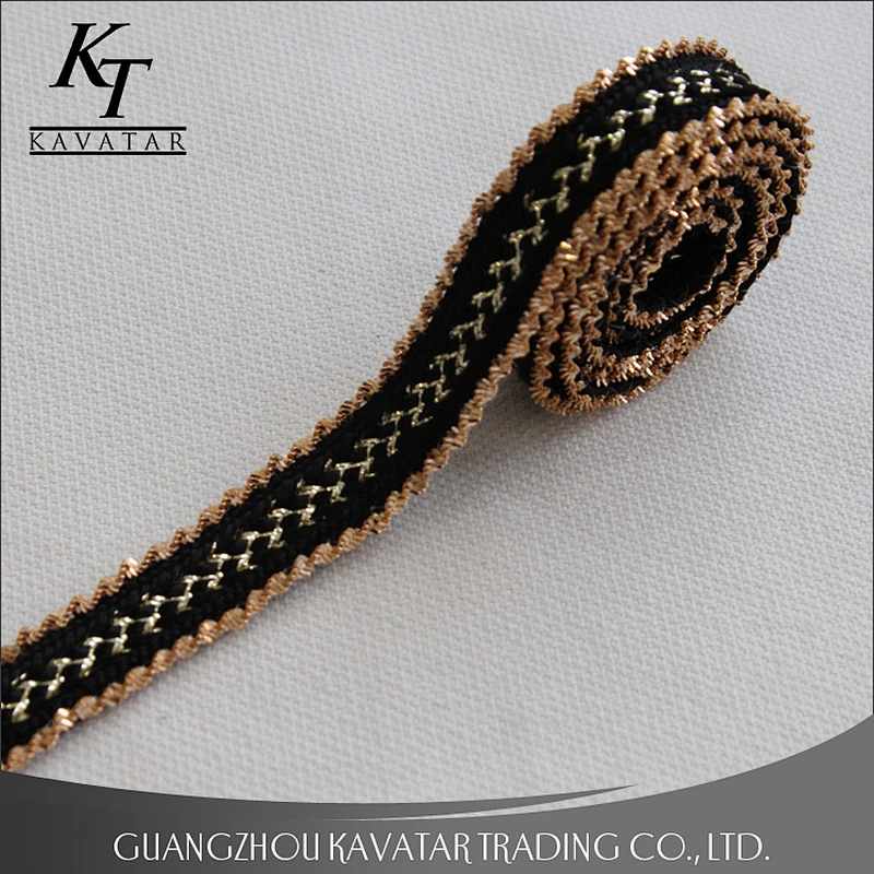 Wholesale 1.3cm webbing Copper chain gold Copperlic lace trim for garment decoration